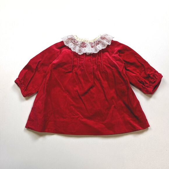 Vintage Polly Flinders Dress Baby Girls Size 12m Red Velvet Christmas Holiday - Picture 1 of 4
